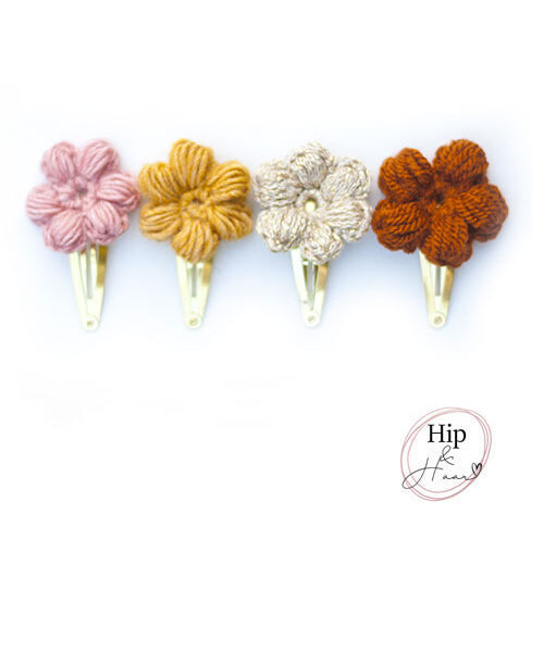 Puffy-gehaakte-bloemen-haarspelden-set